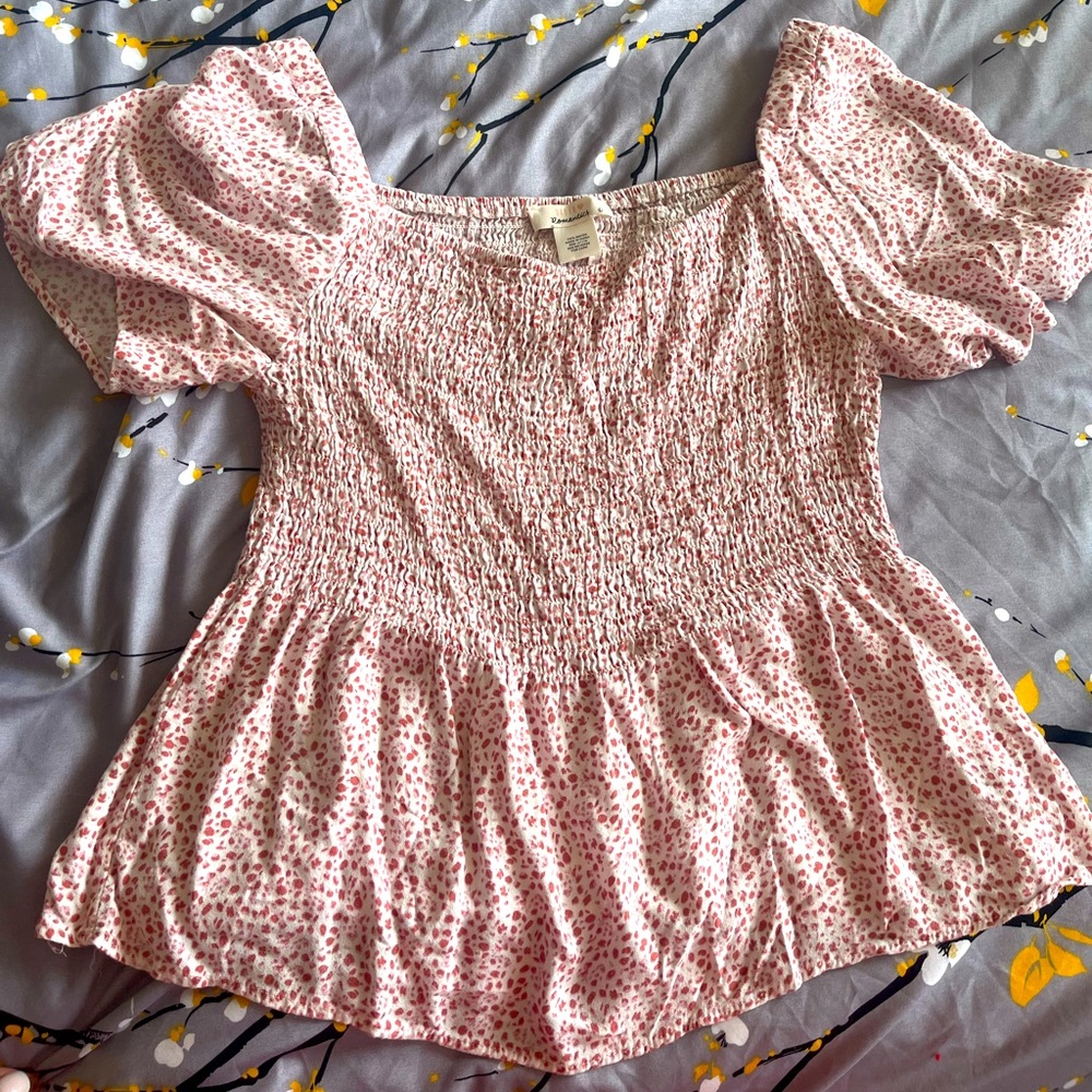 Peplum pink and white floral top